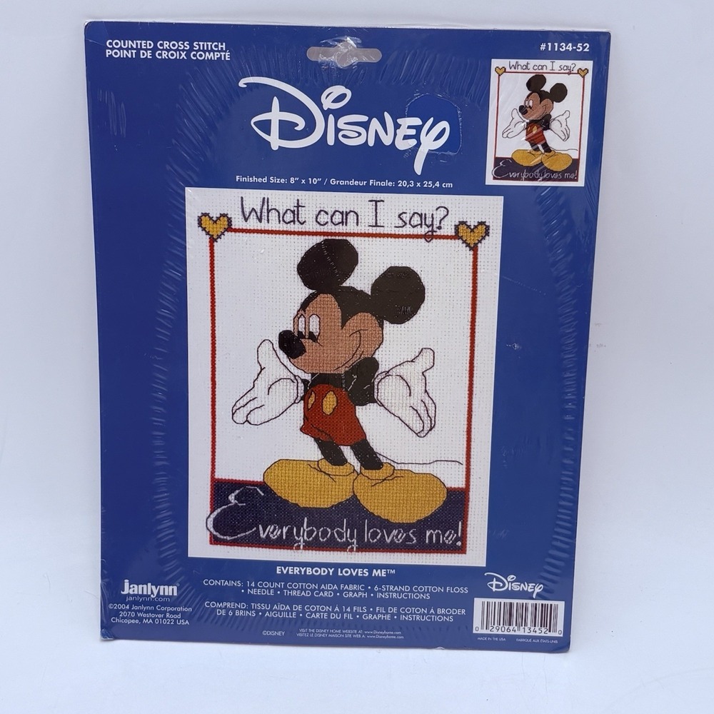 Janlynn Disney Counted Cross Stitch Kit Mickey Mouse EVERYBODY LOVES ME 1134-52‎